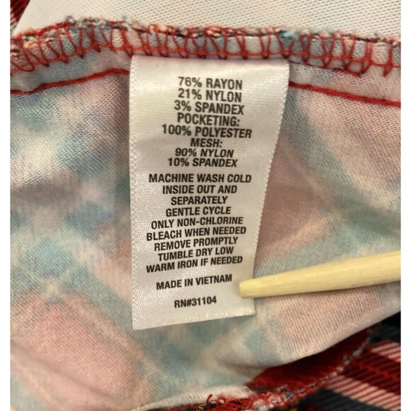 Kim Rogers Red Plaid Stretch Pants Tummy Panel Women's Size 16S - Picture 11 of 12